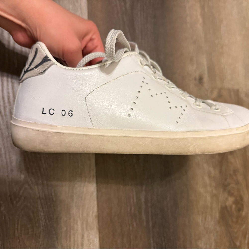 Leather Crown White + Zebra Sneakers Size 37 – Made in Italy